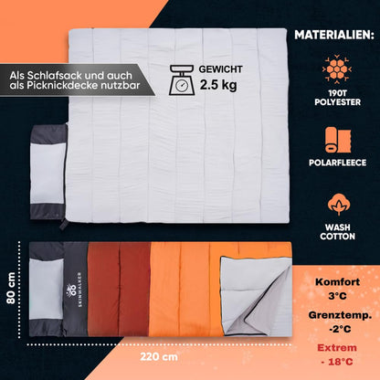 SkinWalker 3-4 Jahreszeiten Deckenschlafsack - rot-orange