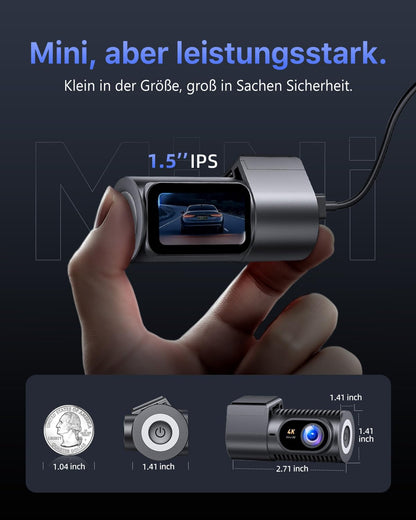 Cievie C200 Dashcam Auto vorne 4K mit WiFi, 64 GB & Nachtsicht