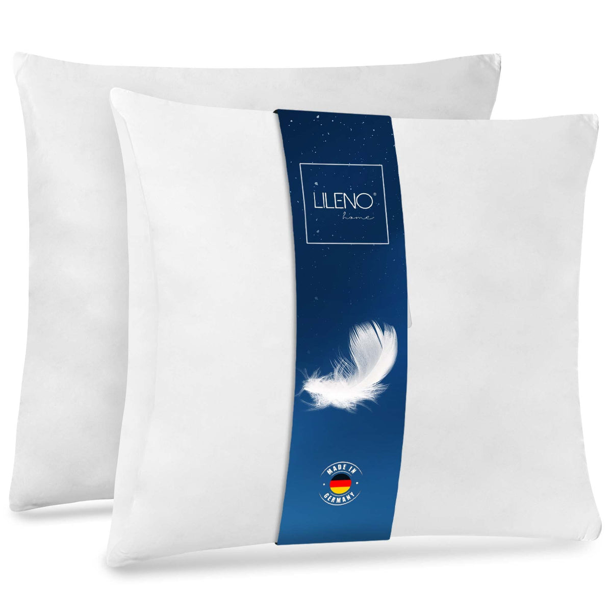 LILENO HOME Federkissen 80x80 cm 2er Set mit Entenfederfüllung, Baumwollbezug