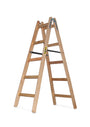 DRABEST Holz Klapp-Stehleiter - 2x5 Sprossen Beidseitig. Braun. Beidseitig begehbare Stehleiter für Arbeiten in der Höhe.