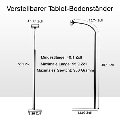 LanPavilion Tablet-Bodenständer, 360 Grad drehbar, Metall-Schwanenhals