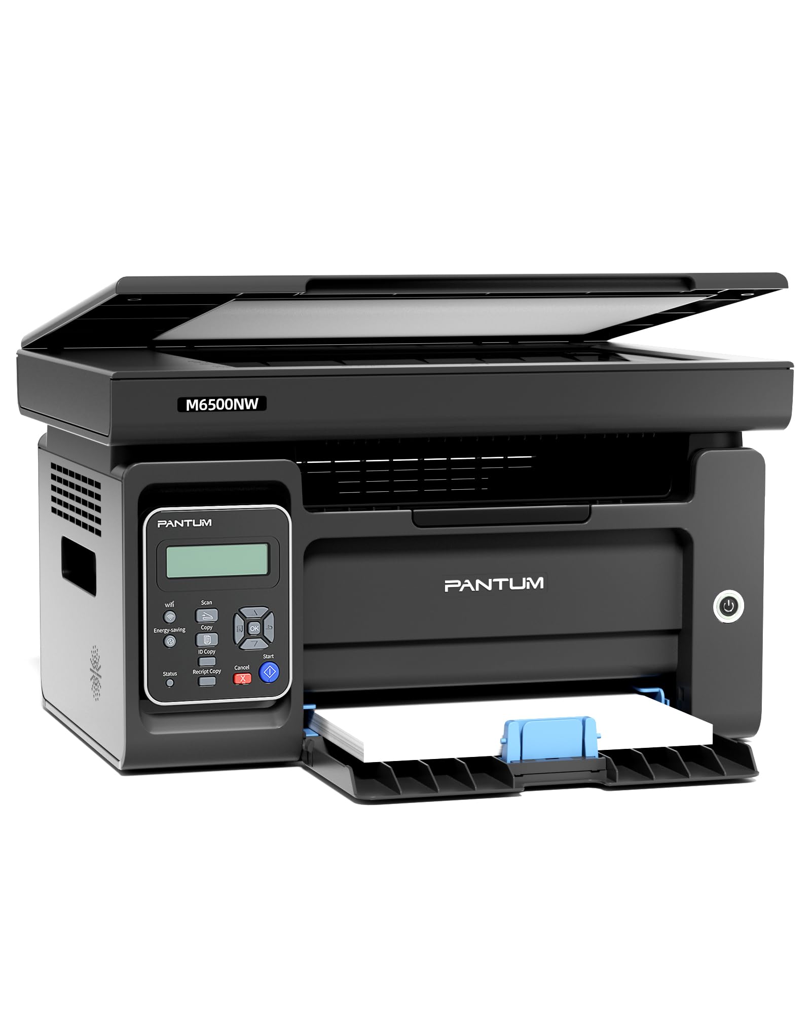 PANTUM M6500NW Mono-Laserdrucker Multifunktionsgerät - Schwarz Weiss. Schwarzes Gehäuse. Druckt, kopiert, scannt.