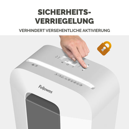 Fellowes FS-9C Aktenvernichter, Kreuzschnitt, 9 Blatt, P-4, weiss