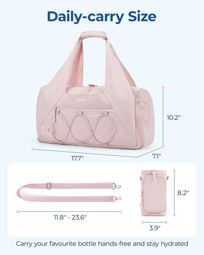 BAGSMART Sporttasche Damen, leichte Reisetasche mit Schuhfach, Rosa