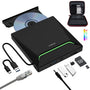 ORIGBELIE Externer DVD-Brenner USB 3.0 mit RJ45, USB-Hub und SD/TF, schlank, RGB-LED