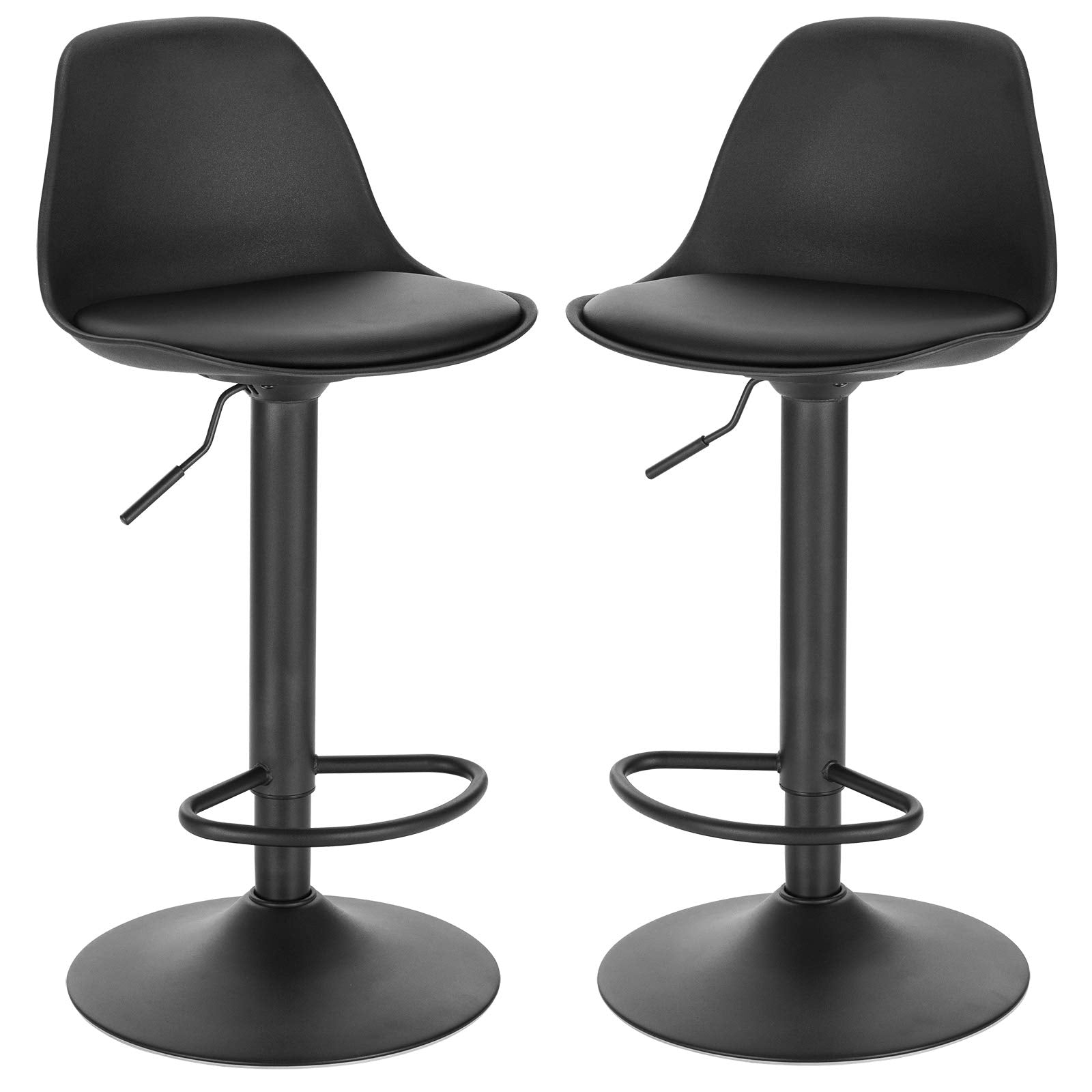 EUGAD Barhocker 2er Set, PU Schwarz. Drehbar, höhenverstellbar. Dient zum Sitzen an Theken und Bars.
