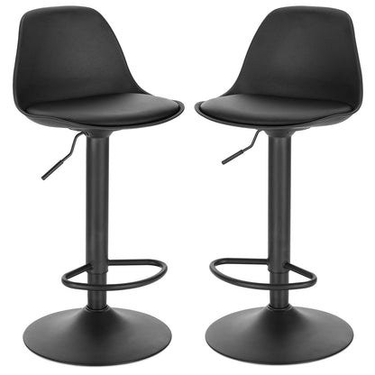 EUGAD Barhocker 2er Set, PU Schwarz. Drehbar, höhenverstellbar. Dient zum Sitzen an Theken und Bars.