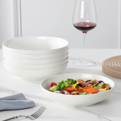 MALACASA Regular Suppenteller 6-teilig Porzellan Cremeweiss 1250 ml