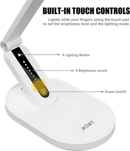JKSWT Schreibtischlampe HD20203, dimmbare LED Tischlampe mit Touch