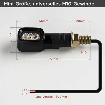 evermotor Mini LED Blinker Motorrad E-geprüft 12V Retro 4 Stück IP67