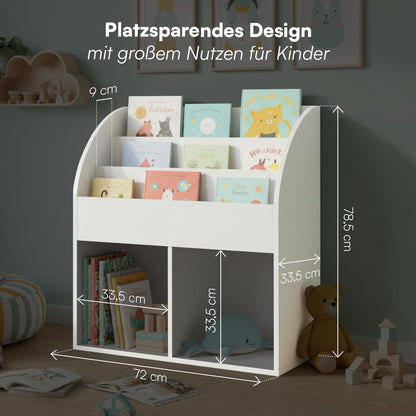 Bellabino Koro Kinder-Bücherregal, 5 Fächer, Holzwerkstoff, weiss