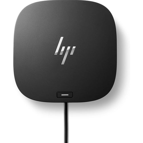 HP G5 Essential Dockingstation USB-C, HDMI, schwarz, generalüberholt mit kompaktem Gehäuse und Netzteil