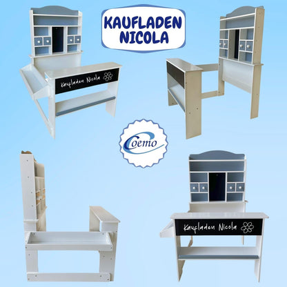 Coemo Kaufladen Nicola Kinder Kaufmannsladen aus Holz - Grau