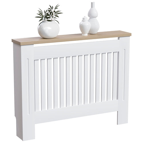 Vida Designs Arlington Heizkörperabdeckung – Weiss Mittel, weisse Kastenform. Umschliesst Heizkörper, bietet Schutz und Ablage.