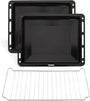 ICQN Backblech & Gitter Set mit 2 emaillierten Backblechen und verchromtem Gitter, 46 × 37 × 3 cm