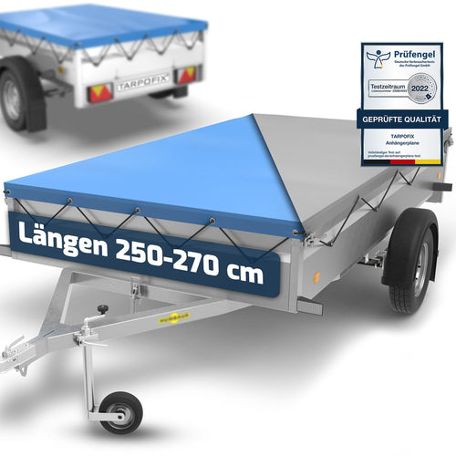 Tarpofix Anhängerplane 258x136cm Grau - PVC Flachplane. Rechteckige Plane zum Schutz von Ladung auf Anhängern.