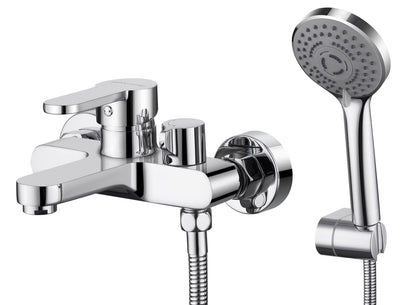 BONADE Wannenarmatur Einhebel mit Handbrause Set – Chrom. Chrom-Einhebelarmatur mit Handbrause. Regelt Wasser für Wannen.