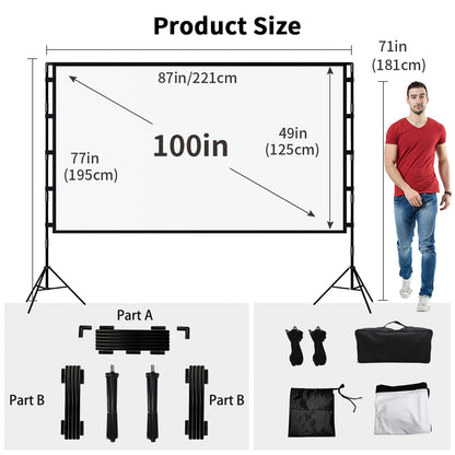 Towond tragbare Beamer Leinwand 100 Zoll 16:9 - Indoor/Outdoor