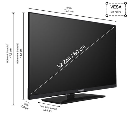 TELEFUNKEN XH32N750M Fernseher 32 Zoll HD-Ready, schwarz