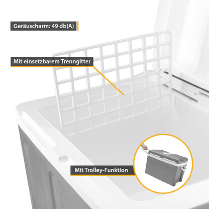 TZS First Austria Kühlbox 45L elektrisch 12V/230V – Grau mit Rollen