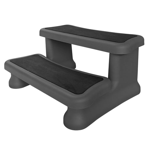 CANADIAN SPA CO. Universaltreppe für Hot Tub - 2 Stufen. Dunkelgraue, rechteckige 2-Stufen-Treppe für einfachen und sicheren Whirlpool-Einstieg.