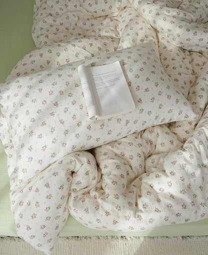AShanlan Musselin Bettwäsche Set 135x200 cm Rosa mit Blumenmuster
