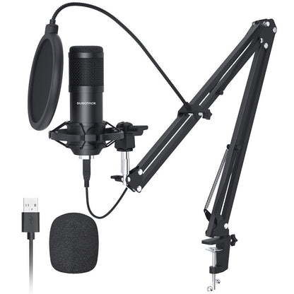 SUDOTACK USB Gaming Mikrofon Kondensator Set - PC Streaming. Schwarzes Kondensatormikrofon für Sprachaufnahme bei PC Gaming & Streaming.