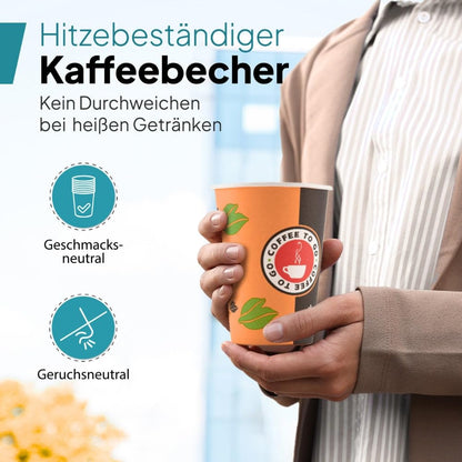 Commerline Pappbecher To Go 300 ml, Einweg-Kaffeebecher, 1000 Stück