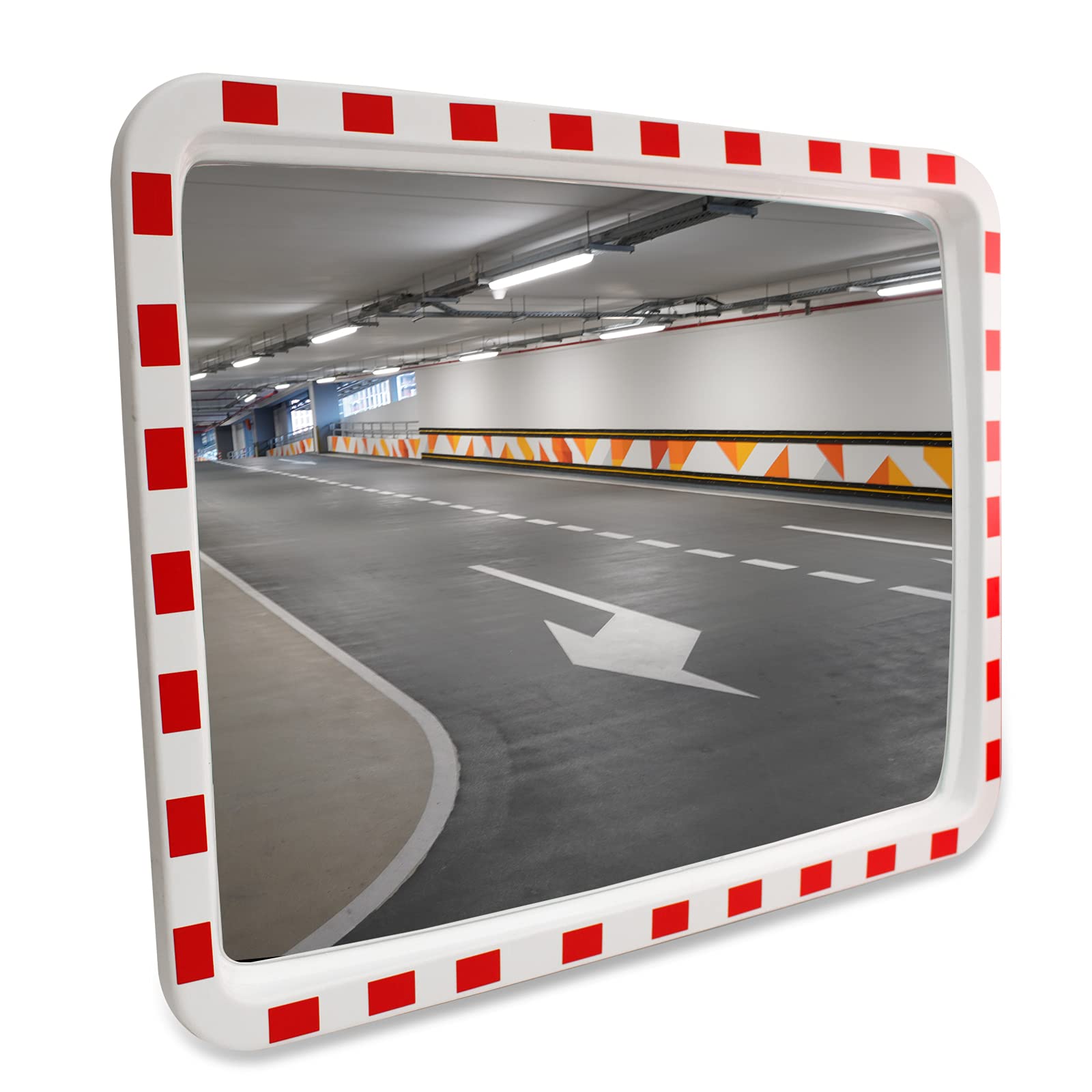 LABT Verkehrsspiegel rechteckig 40x60cm – Sicherheitsspiegel. Silberne Fläche, orangefarbener Rahmen. Verbessert die Sicht zur Unfallprävention.