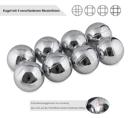 Homewit Boule Set mit 8 Metallkugeln, Petanque Spiel mit Tragetasche