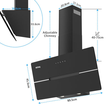 IsEasy Kopffrei-Dunstabzugshaube 90cm 524m³/h – Schwarz