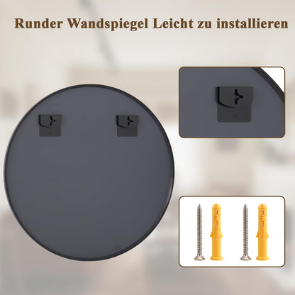 BEAUTYPEAK Runder Wandspiegel 90 cm - Aluminiumrahmen