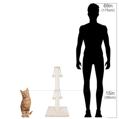 Dimaka Kratzbaum für Katzen, 74 cm, Sisal mit 4 Spielbällen, Beige