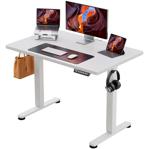 ErGear Elektrisch Höhenverstellbarer Schreibtisch - 100x60 cm, rechteckige Arbeitsfläche zur flexiblen Höhenanpassung für ergonomisches Arbeiten.