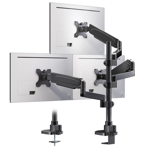 PUTORSEN Monitorhalterung 3 Monitore - 17-32 Zoll höhenverstellbar. Schwarze Halterung mit Gelenkarmen für den Schreibtisch.
