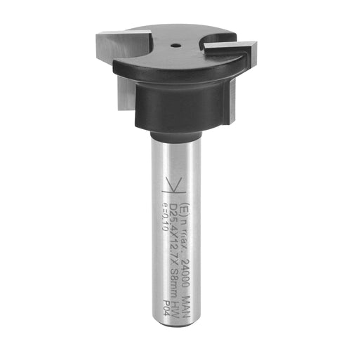 ENT 16270 Schubladen Verleimfräser – Schaft 8mm, D 25.4mm. Hartmetall-bestückter Fräser für formschlüssige Leimverbindungen von Schubladenteilen.