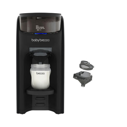 Baby Brezza Formula Pro Advanced Milchzubereiter - Schwarz. Kompaktes, schwarzes Gerät mit Wassertank, Pulverbehälter und Spender. Automatische Zubereitung von Babymilch.