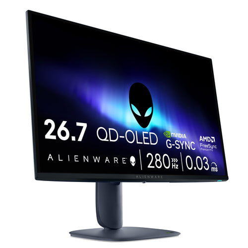 Alienware AW2725D Gaming Monitor – QHD 280Hz QD-OLED. Schwarzer Monitor für hochauflösendes, flüssiges Gaming.