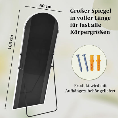 BEAUTYPEAK Bogen-Standspiegel 165x60 cm Ganzkörperspiegel, Weiss