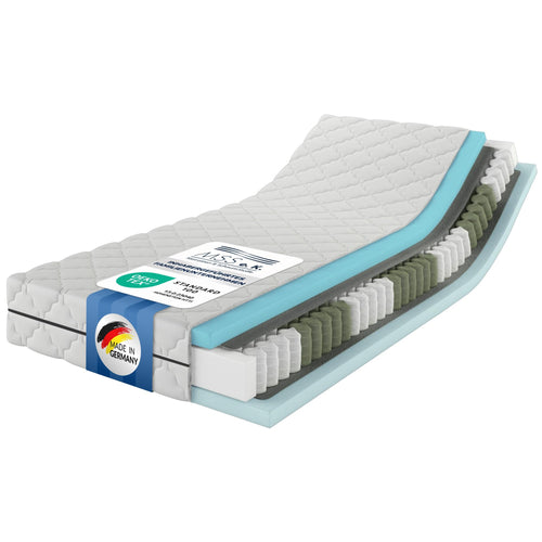 MSS MedicSpring 2-in-1 Taschenfederkernmatratze - 140x200 H4/H5. Weiße, wendbare Matratze zur ergonomischen Körperunterstützung.