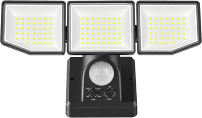 YTKIH LED Strahler mit Bewegungsmelder Aussen 6000 lm 38 W IP65, drei verstellbare Leuchtenköpfe