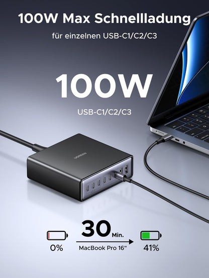 UGREEN USB C Ladegerät 200W GaN 8-Port Desktop Ladestation