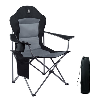 EVER ADVANCED Luxus Campingstuhl, faltbar, ultragroß mit hoher Rückenlehne, Seitentasche & Getränkehalter. Bietet Komfort für Camping & Angeln. Traglast 160kg.