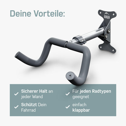 Borgen Fahrrad-Wandhalterung klappbar bis 20 kg für MTB und E-Bike