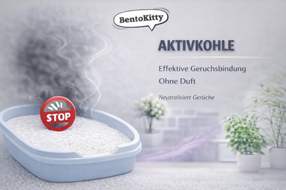 BentoKitty Katzenstreu Aktivkohle, klumpendes Bentonit, 30 l, 3er-Pack