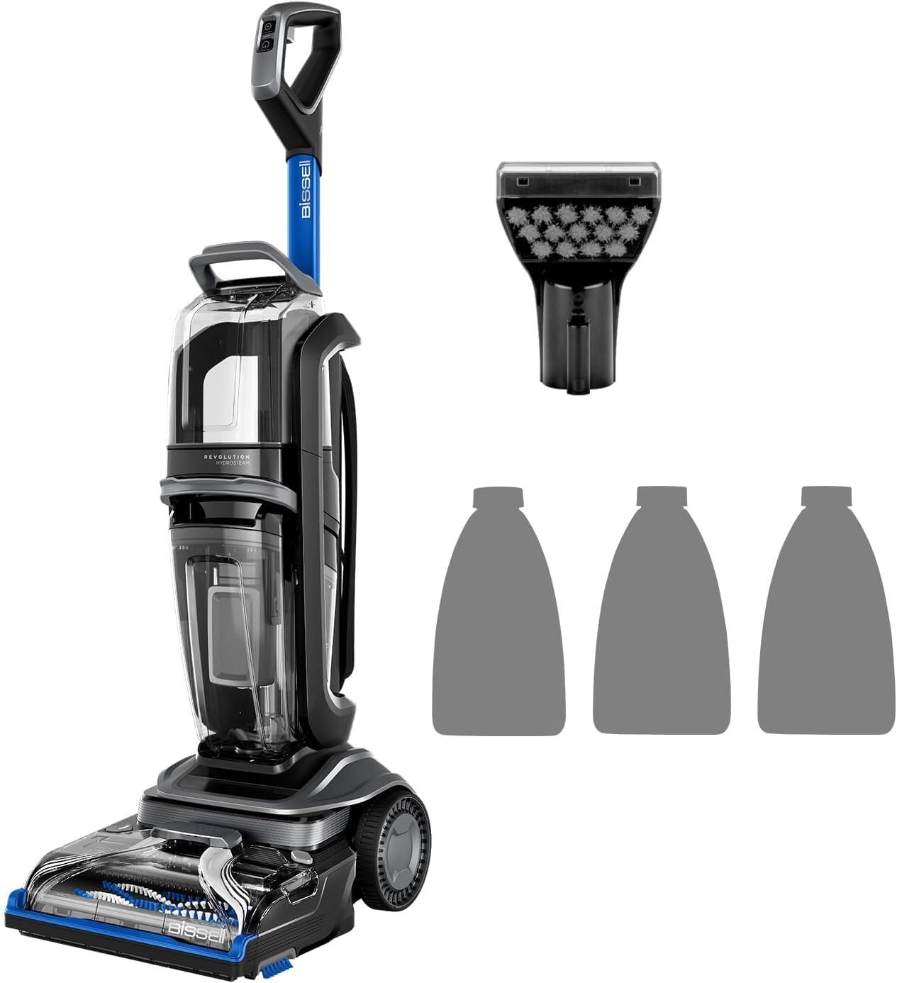BISSELL Revolution HydroSteam Dampf-Teppichreiniger 3670N, aufrecht, rot-schwarz, reinigt Teppiche mit Dampf gründlich.