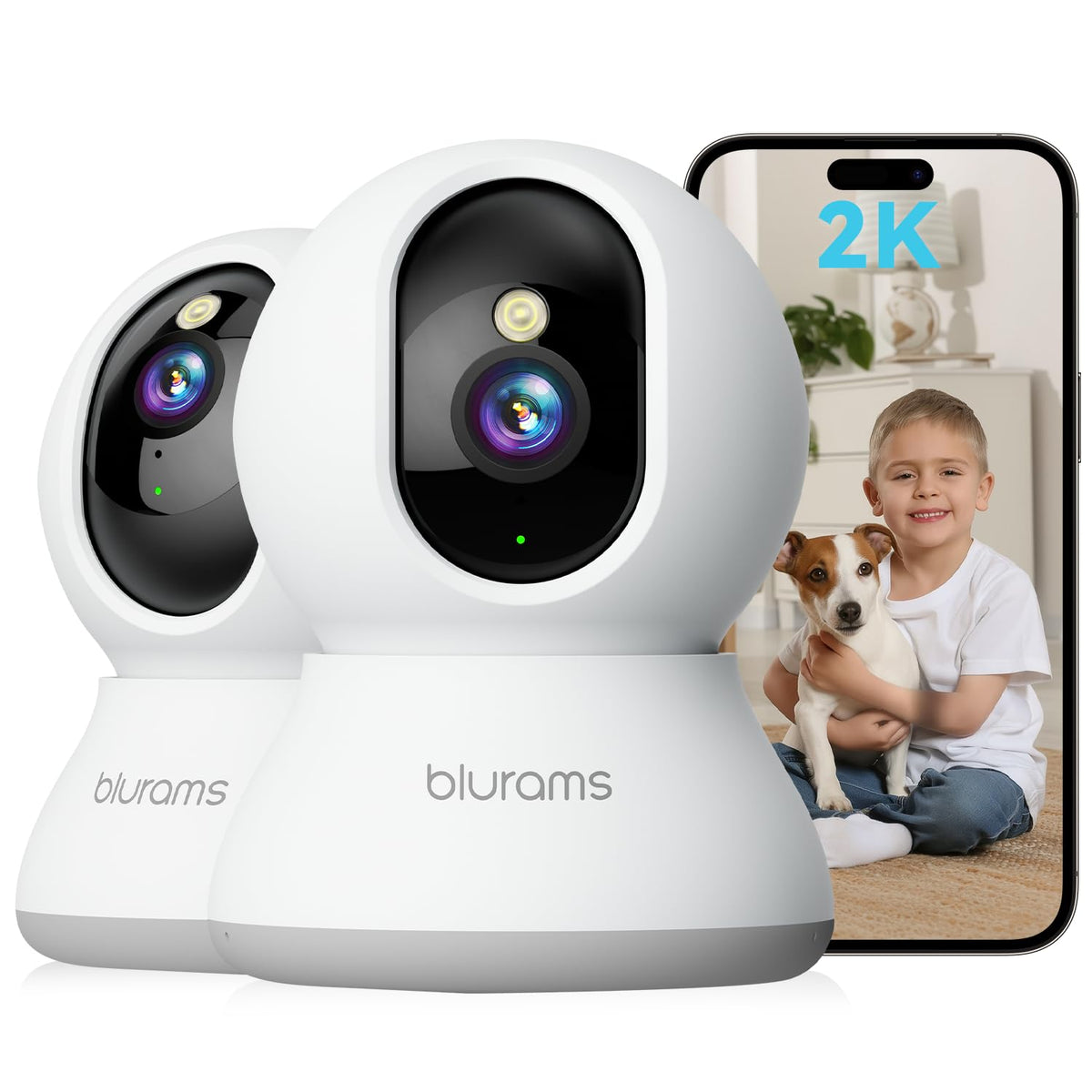 blurams A31 2K WLAN Überwachungskamera innen, 360°, 2er-Set, schwenk- und neigbar