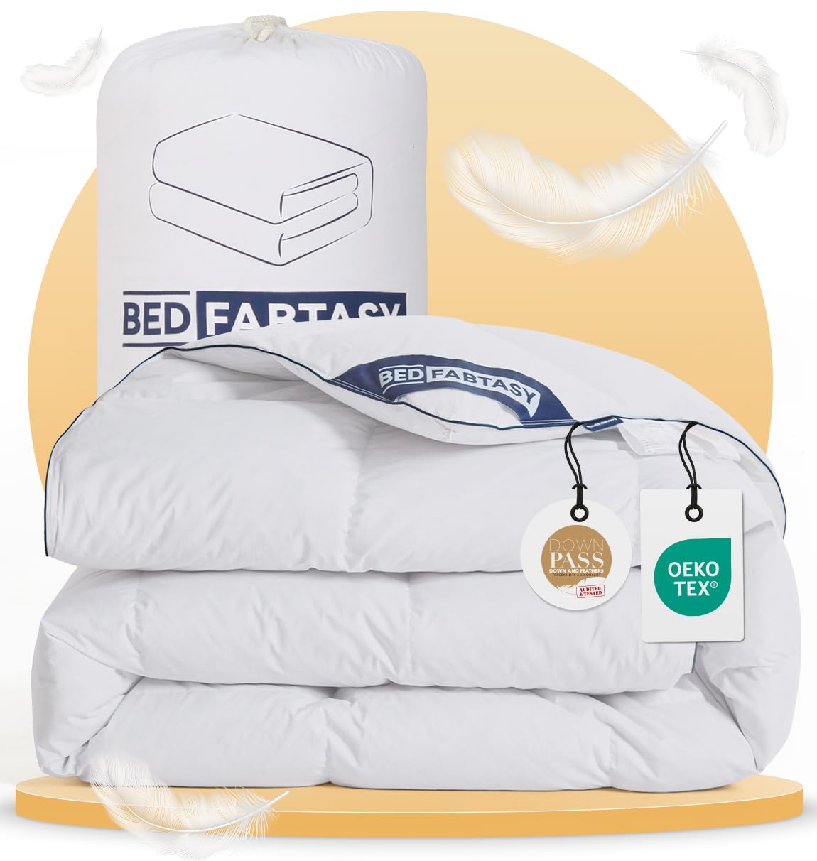 BedFabtasy Feder- und Daunendecke 135x200 cm, Ganzjahresdecke mit Kassettensteppung