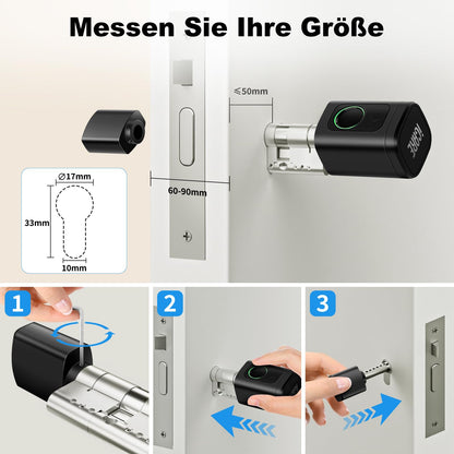 Elektronisches Türschloss Fingerabdruck Haustür – verstellbar 60-90mm