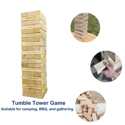 Jac & Mok Jumbo Tumble Tower Wackelturm aus Kiefernholz, 60 Blöcke